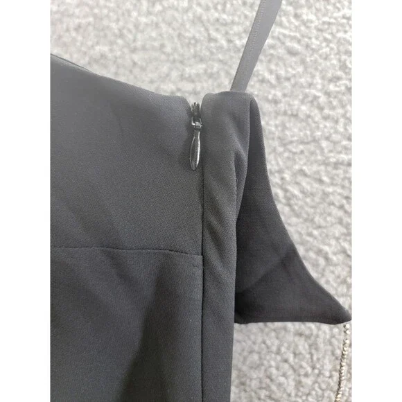 STAUD Elodie One-Shoulder Crystal-Embellished Crepe Gown Women's 00 Black Zip - Picture 15 of 15